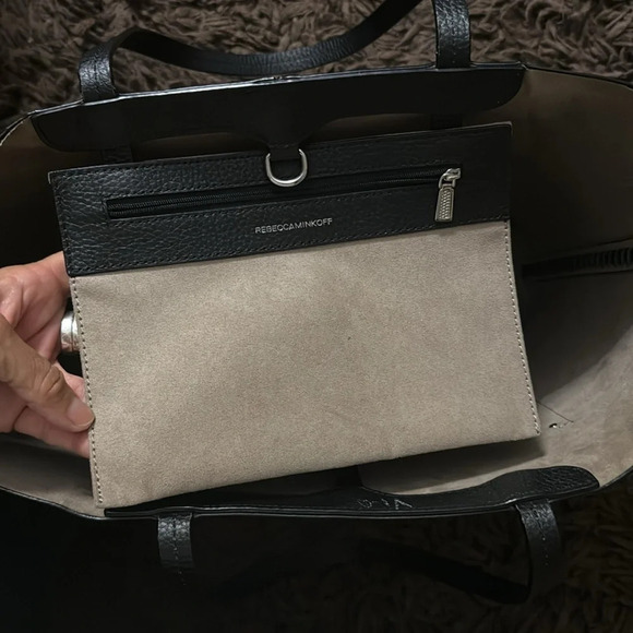 REBECCA MINKOFF BLACK PEBBLED LEATHER TOTE - Picture 5 of 11